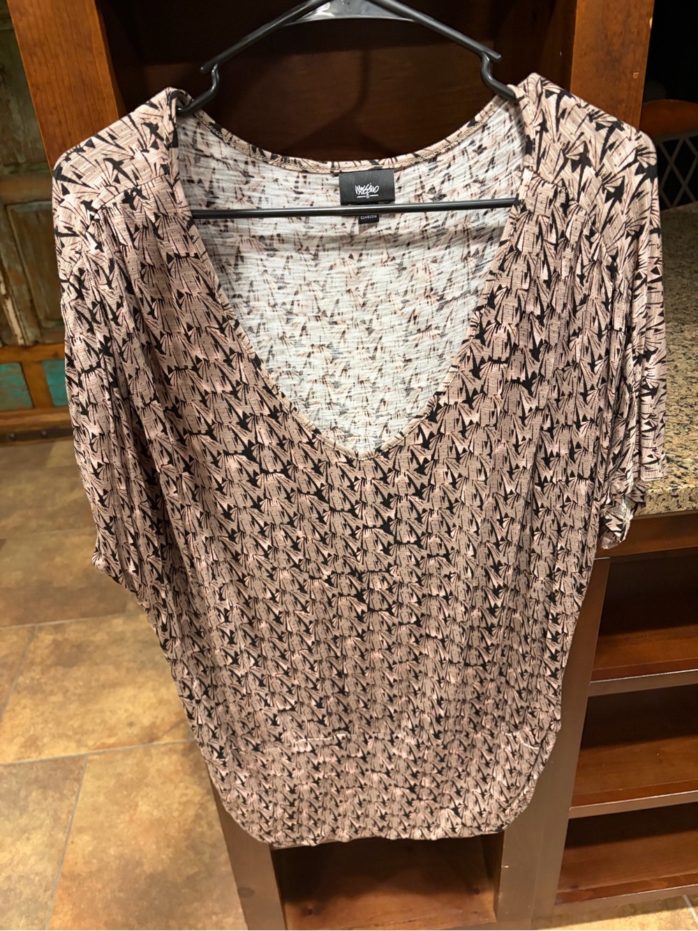 Mossimo Abstract Bird Print Dolman Top XL